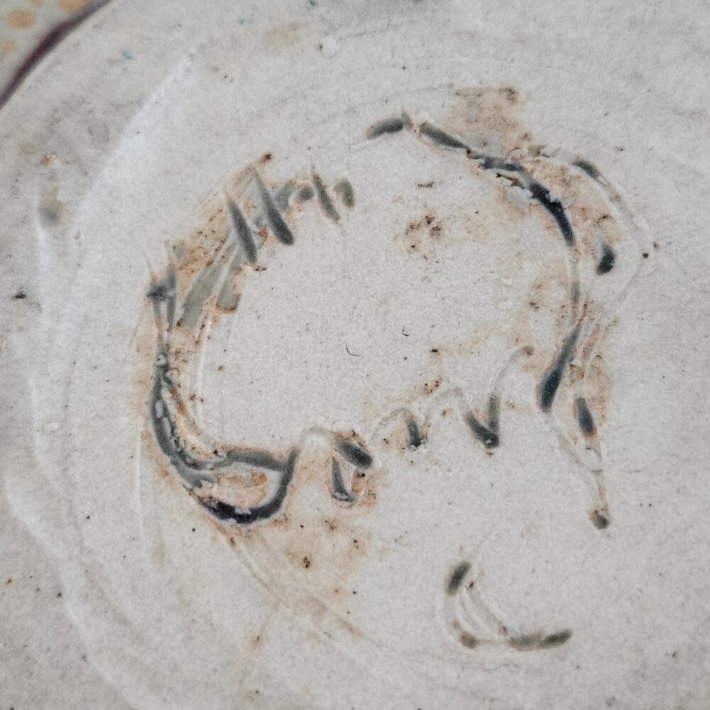 Blue & Purple, signed studio pottery, handmade bowl - Picture 3 of 9
